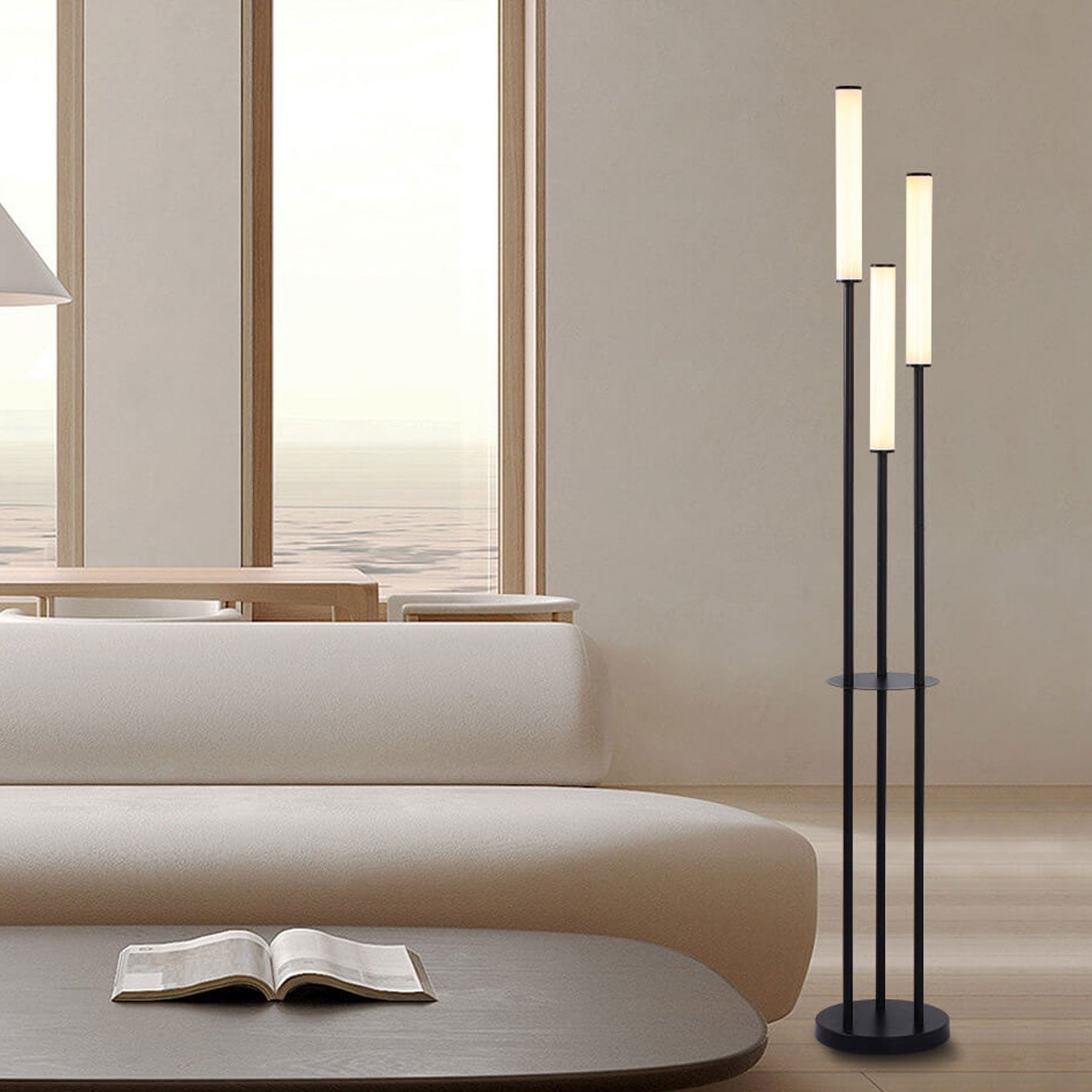 Contemporary Black 3-Light Floor Lamp