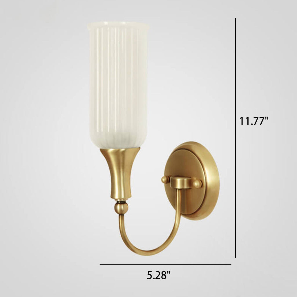 Vintage Rustic Brass Glass 1/2 Light Wall Sconce