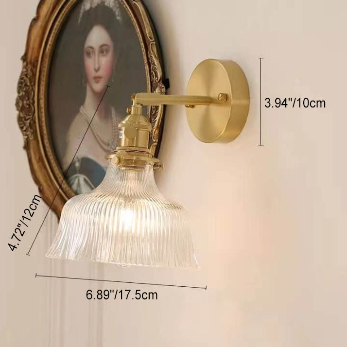Nordic Modern Minimalist Flower Copper Glass Wall Sconce