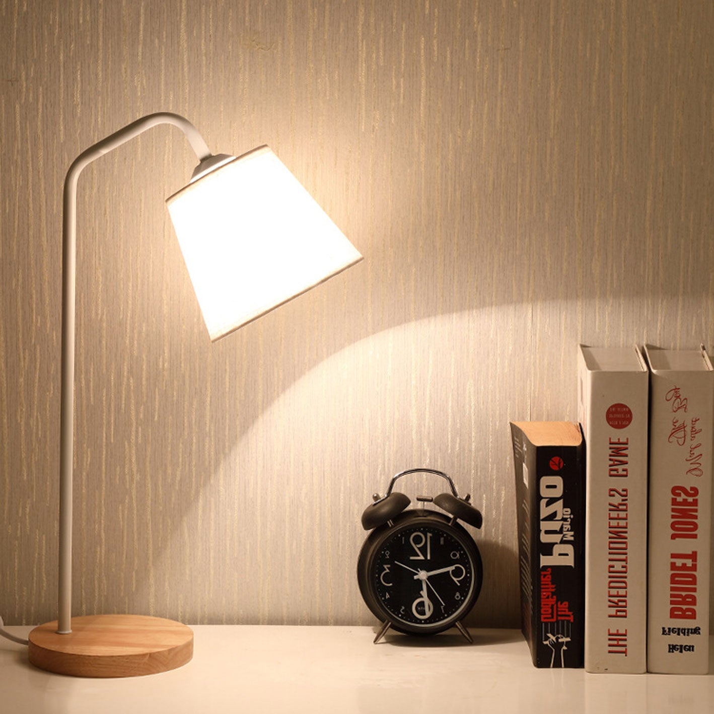Nordic Minimalist Cone Linen Shade Wood Base Table Lamp