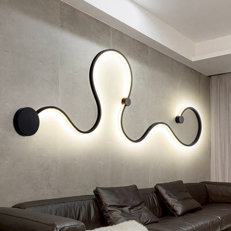 Modern Long Aluminum Snake Shaped Curved Wall Sconce