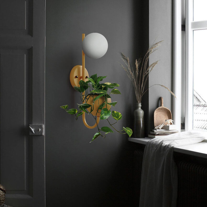 Sphere 1-Light Planting Pot Storage Wall Sconce