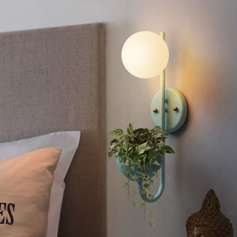 Sphere 1-Light Planting Pot Storage Wall Sconce