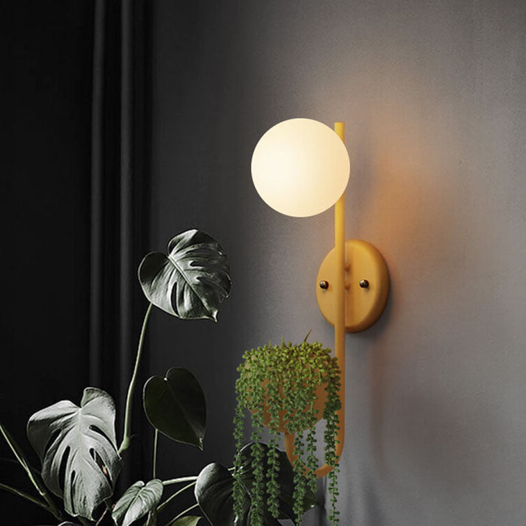 Sphere 1-Light Planting Pot Storage Wall Sconce