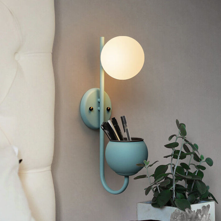 Sphere 1-Light Planting Pot Storage Wall Sconce