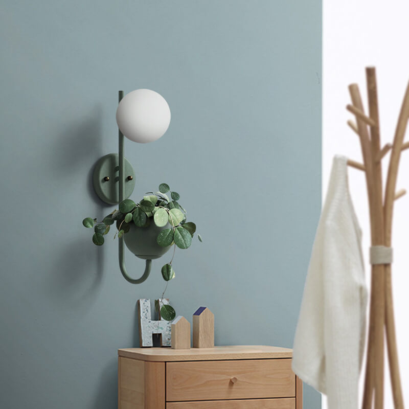 Sphere 1-Light Planting Pot Storage Wall Sconce
