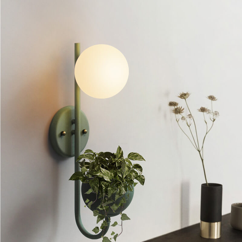 Sphere 1-Light Planting Pot Storage Wall Sconce