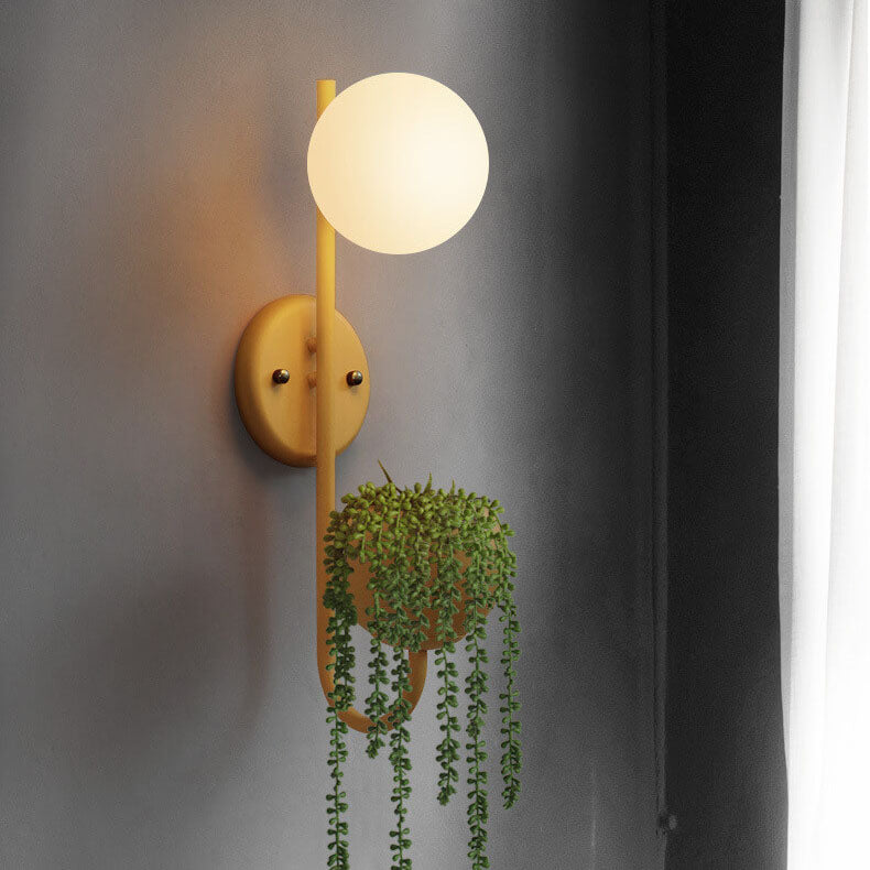 Sphere 1-Light Planting Pot Storage Wall Sconce