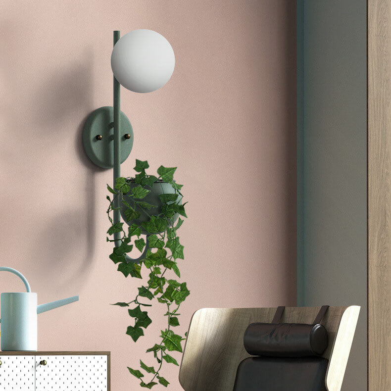 Sphere 1-Light Planting Pot Storage Wall Sconce