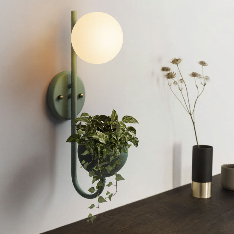 Sphere 1-Light Planting Pot Storage Wall Sconce