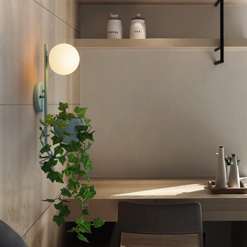 Sphere 1-Light Planting Pot Storage Wall Sconce