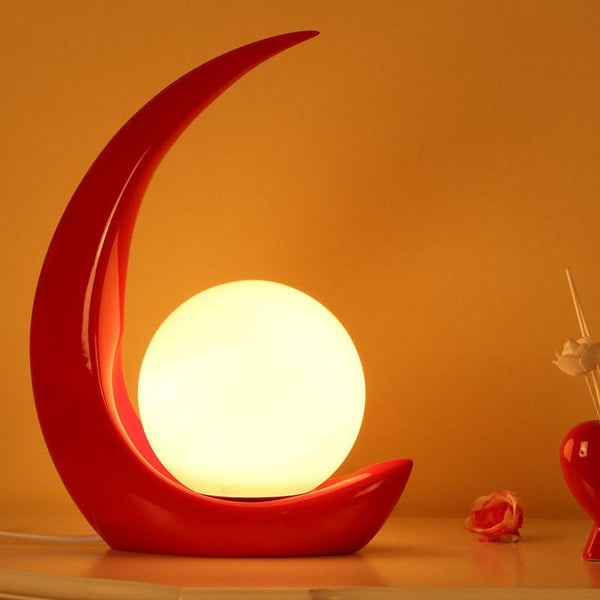 Creative Crescent Night Resin 1-Light Table Lamps Table Lamp