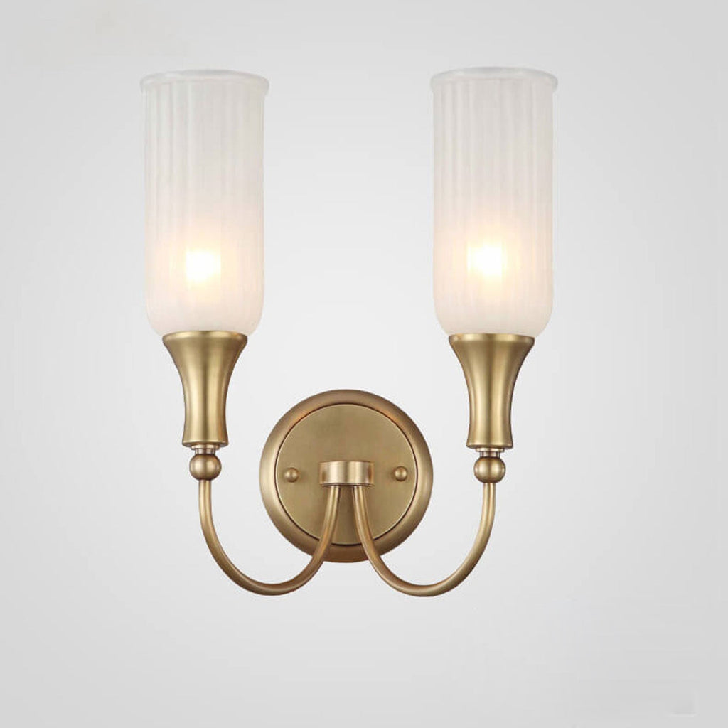 Vintage Rustic Brass Glass 1/2 Light Wall Sconce