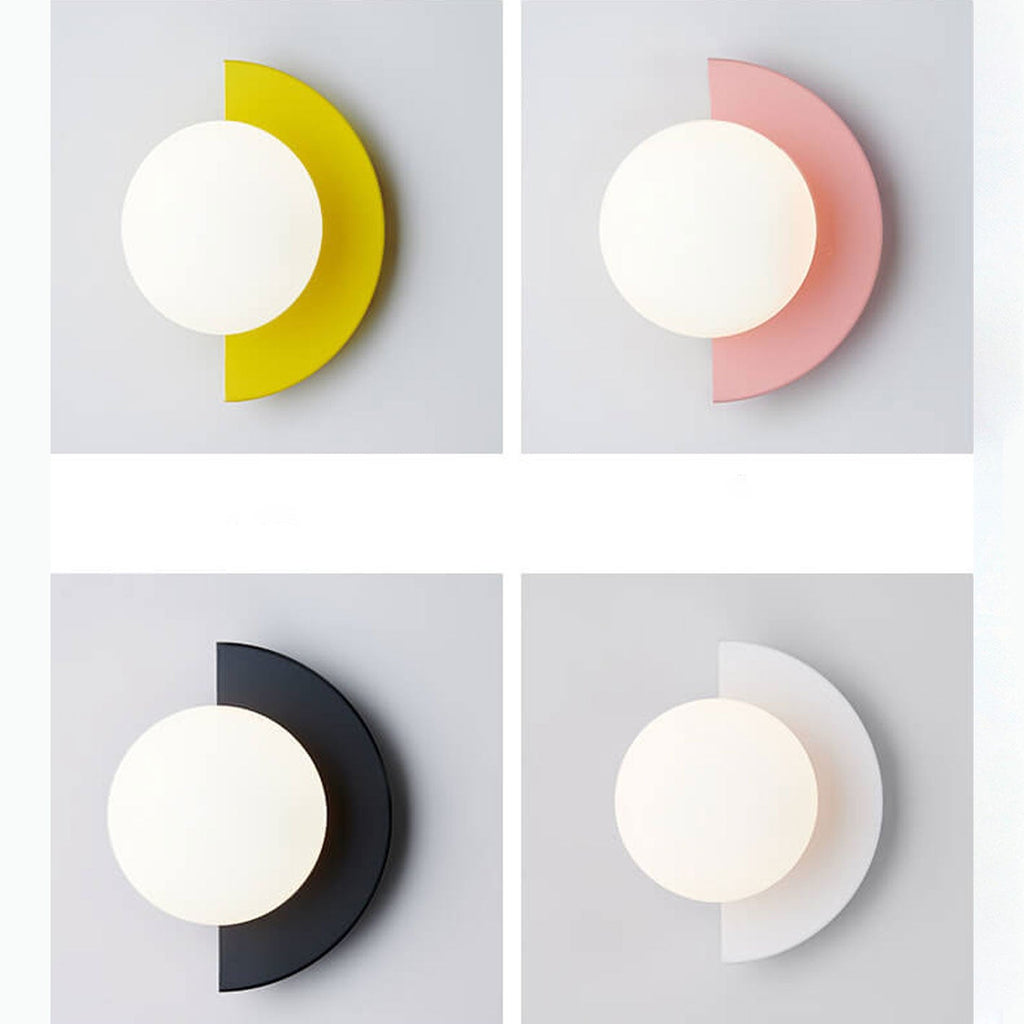 Modern Minimalist Colorful Spherical Glass Wall Sconce