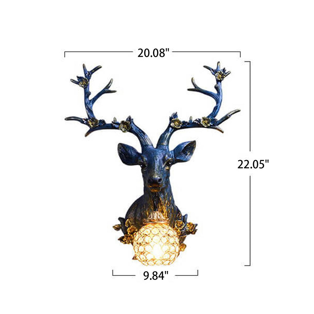 Retro Creative Fortune Deer Head Resin 1-Light Wall Sconce
