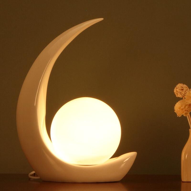 Creative Crescent Night Resin 1-Light Table Lamps Table Lamp
