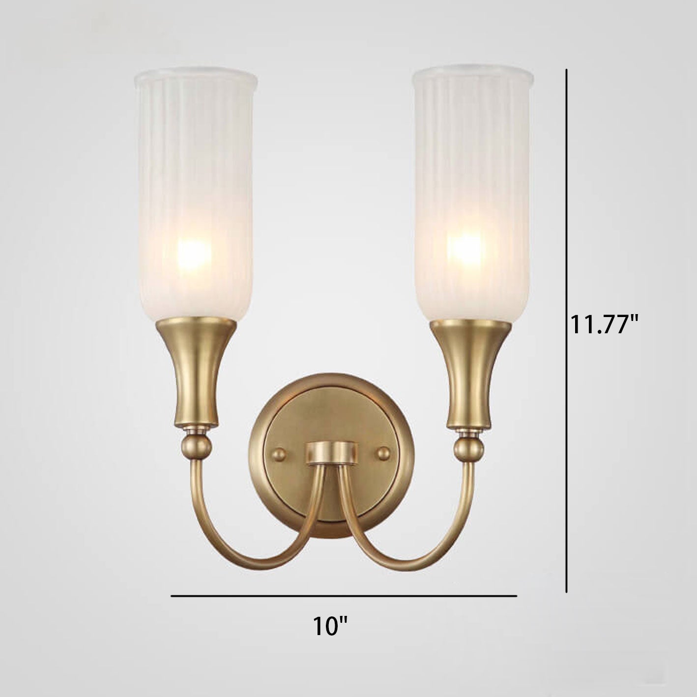 Vintage Rustic Brass Glass 1/2 Light Wall Sconce