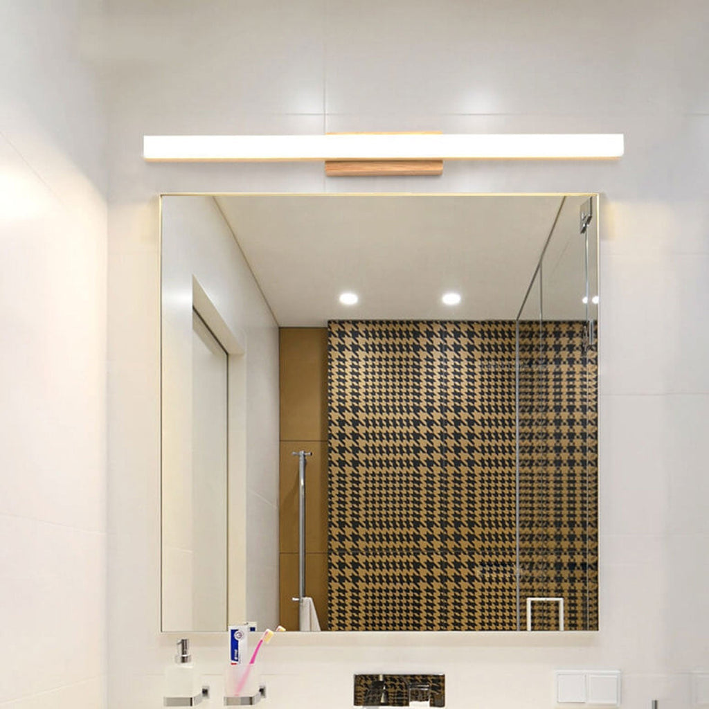 Nordic Minimalist Wooden Long Strip Vanity Wall Light
