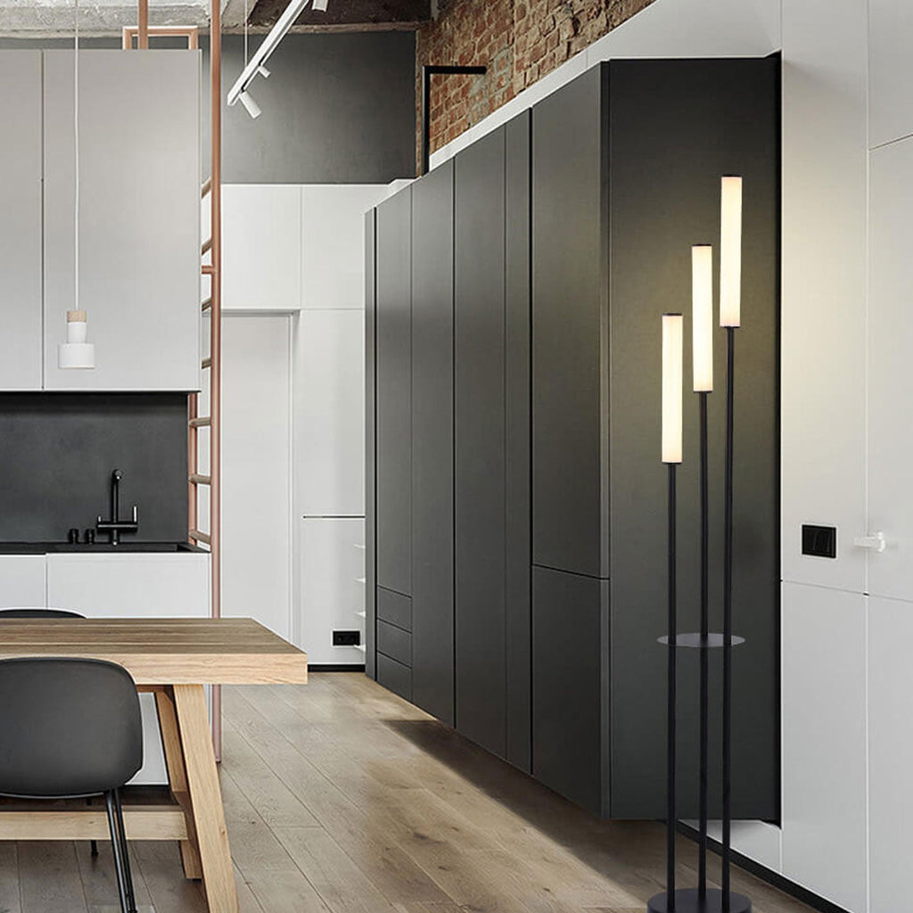 Contemporary Black 3-Light Floor Lamp