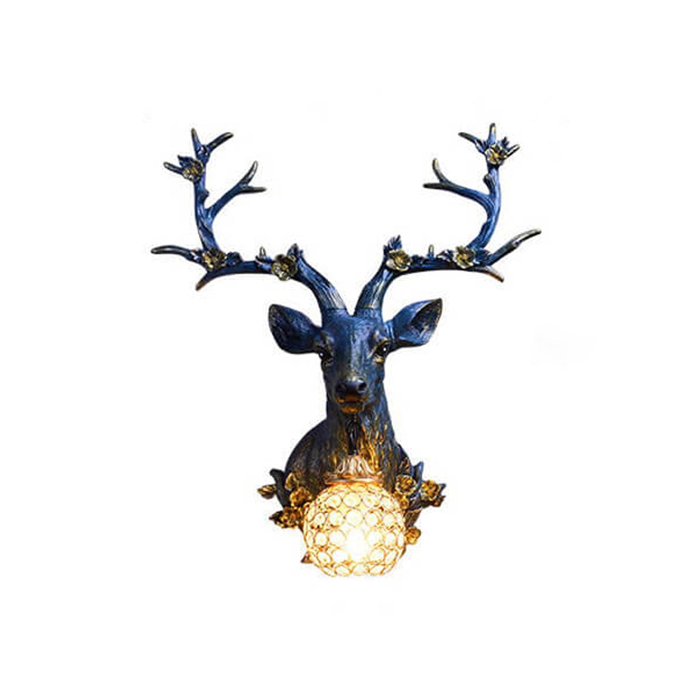 Retro Creative Fortune Deer Head Resin 1-Light Wall Sconce