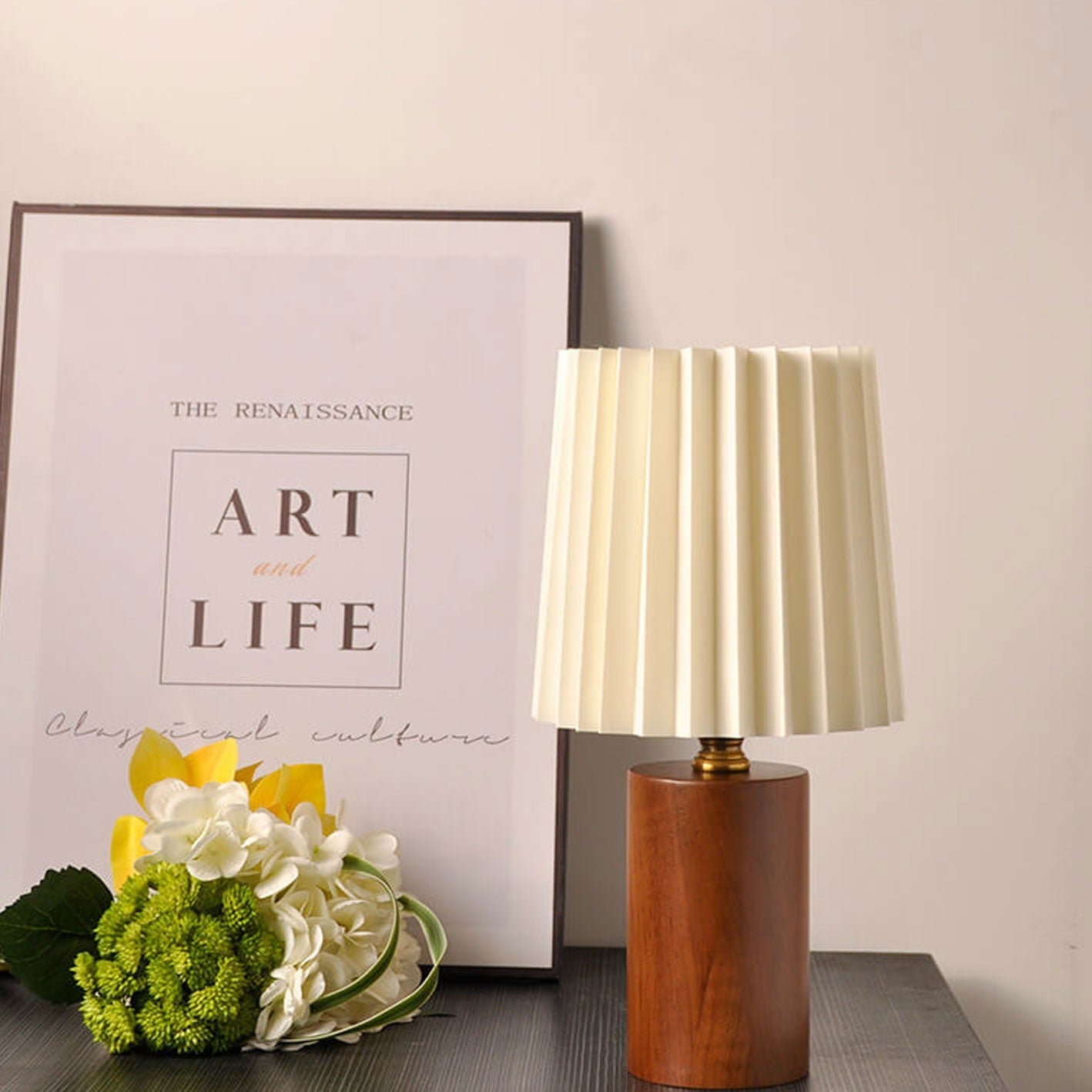 Elegant Vintage Korean Pleated Column Table Lamp Table Lamp