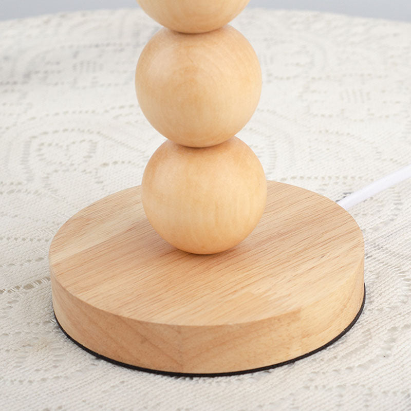 Traditional Vintage Pleated Gourd Shaped Oak Table Lamp