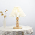 Traditional Vintage Pleated Gourd Shaped Oak Table Lamp