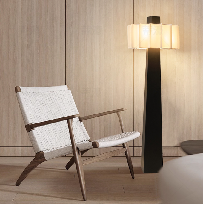 Japanese Black & White 4-Light Floor Lamp