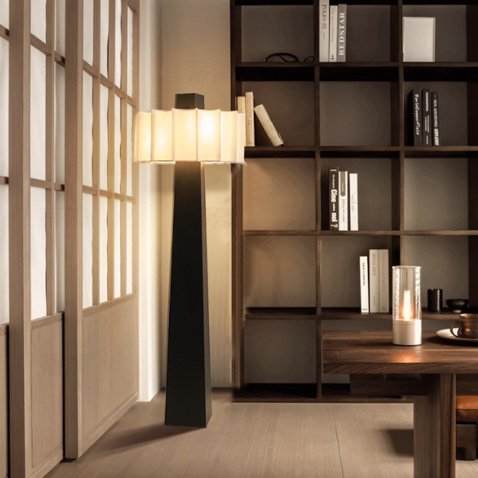Japanese Black & White 4-Light Floor Lamp