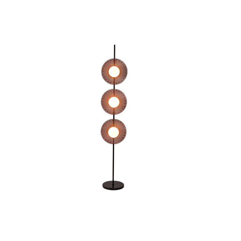 Scandinavian Reddish Brown 3-Light Floor Lamp