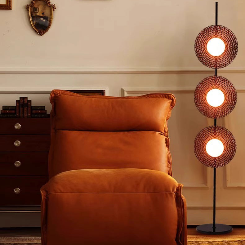 Scandinavian Reddish Brown 3-Light Floor Lamp