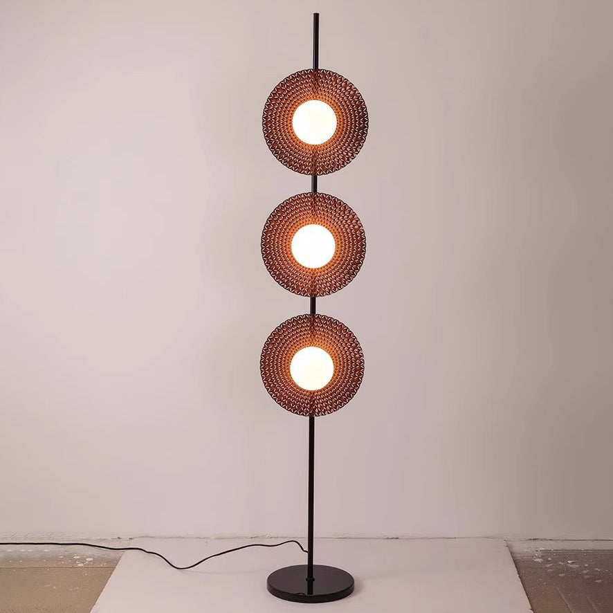 Scandinavian Reddish Brown 3-Light Floor Lamp