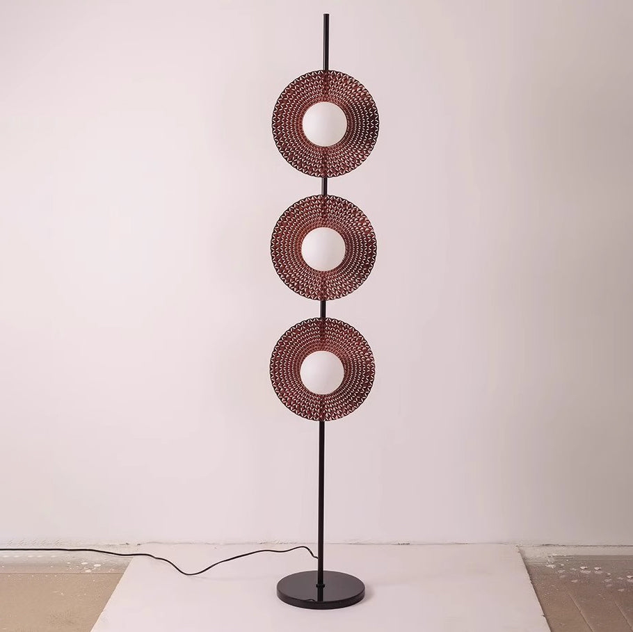 Scandinavian Reddish Brown 3-Light Floor Lamp