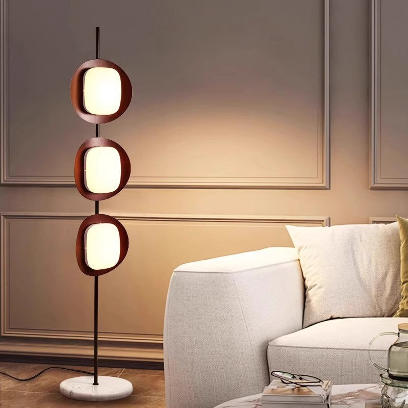 Scandinavian Reddish Brown 3-Light Floor Lamp