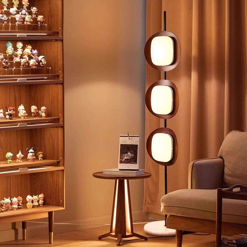 Scandinavian Reddish Brown 3-Light Floor Lamp