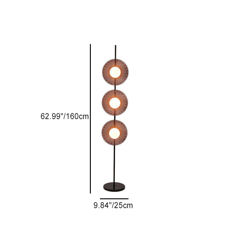 Scandinavian Reddish Brown 3-Light Floor Lamp