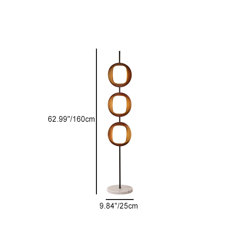 Scandinavian Reddish Brown 3-Light Floor Lamp
