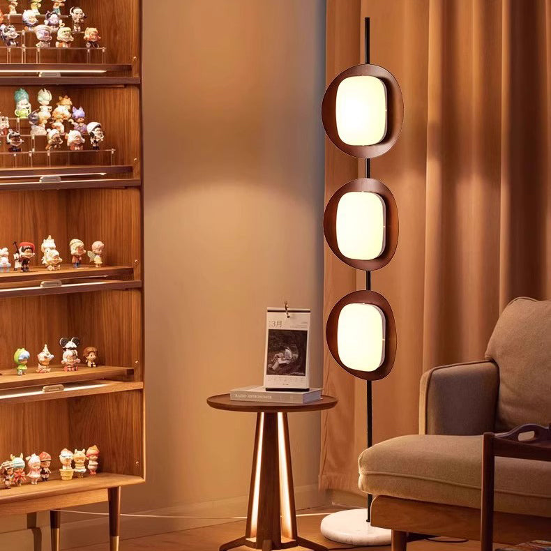 Scandinavian Reddish Brown 3-Light Floor Lamp