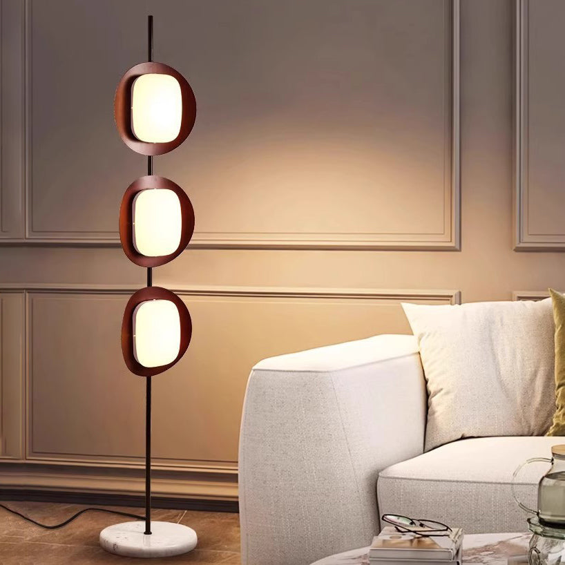 Scandinavian Reddish Brown 3-Light Floor Lamp