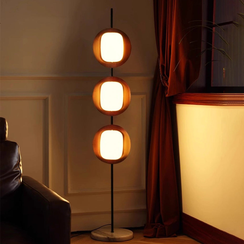 Scandinavian Reddish Brown 3-Light Floor Lamp