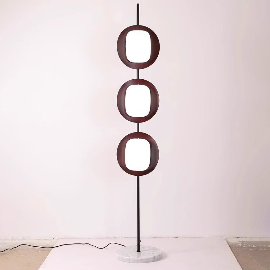 Scandinavian Reddish Brown 3-Light Floor Lamp