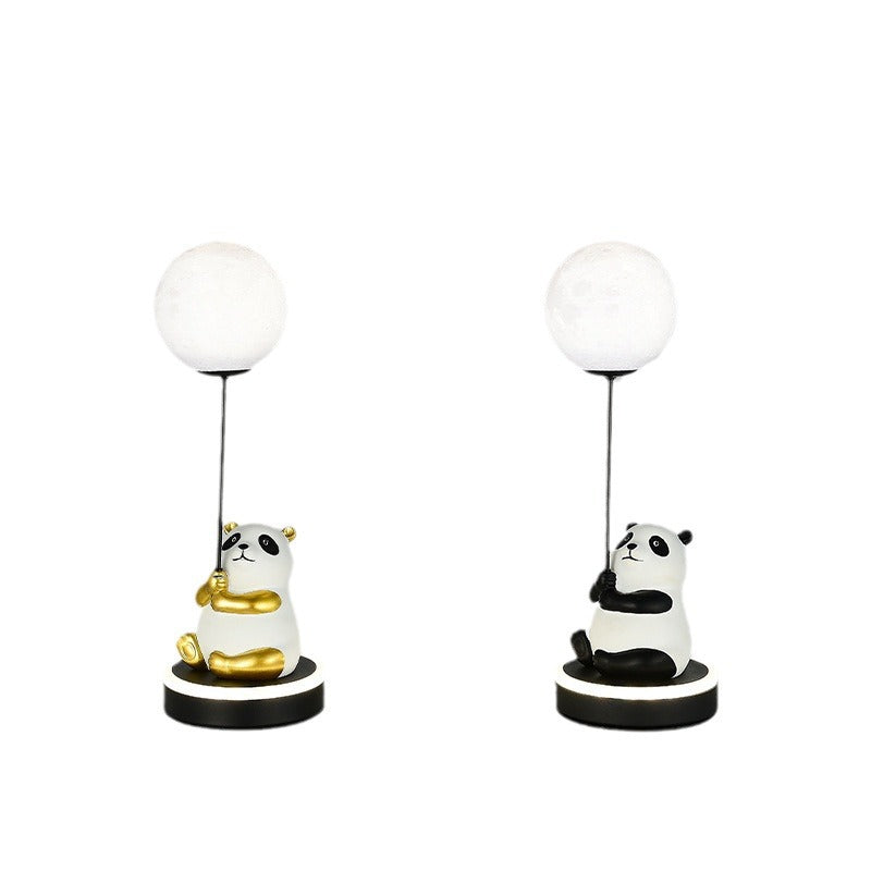 Creative Panda Resin Base PVC Lampshade LED Table Lamp
