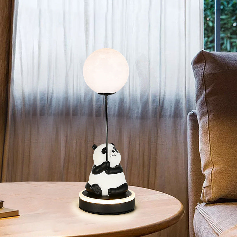 Creative Panda Resin Base PVC Lampshade LED Table Lamp