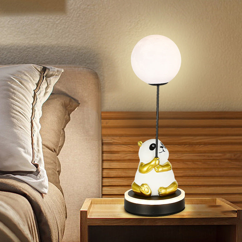 Creative Panda Resin Base PVC Lampshade LED Table Lamp