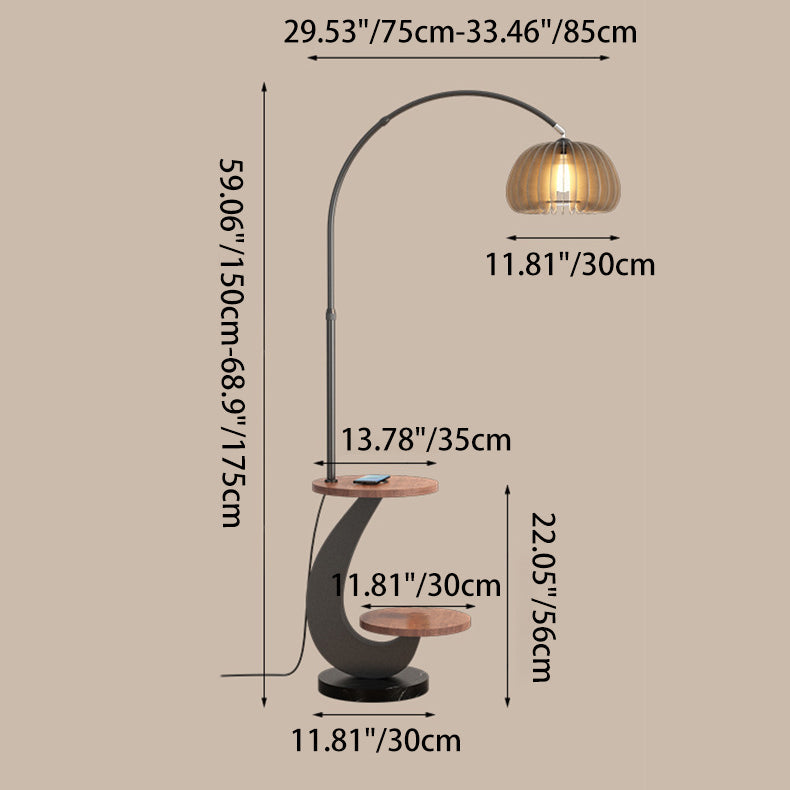Nordic Walnut Black Floor Lamp