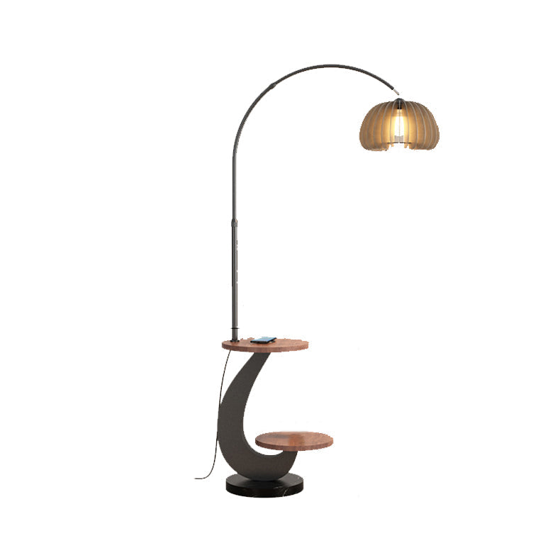 Nordic Walnut Black Floor Lamp