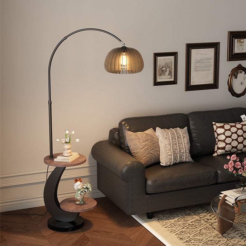 Nordic Walnut Black Floor Lamp