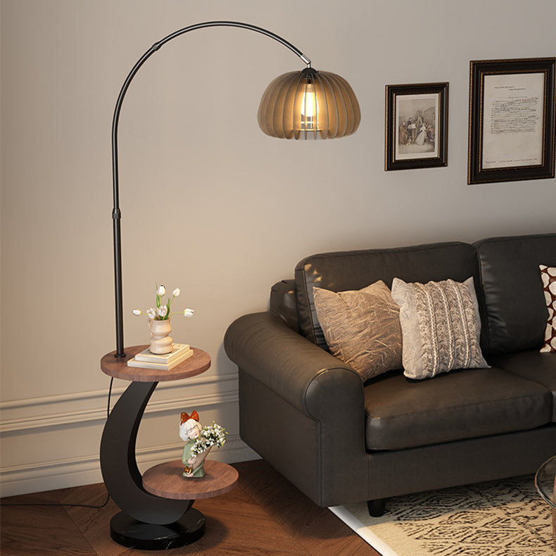 Nordic Walnut Black Floor Lamp