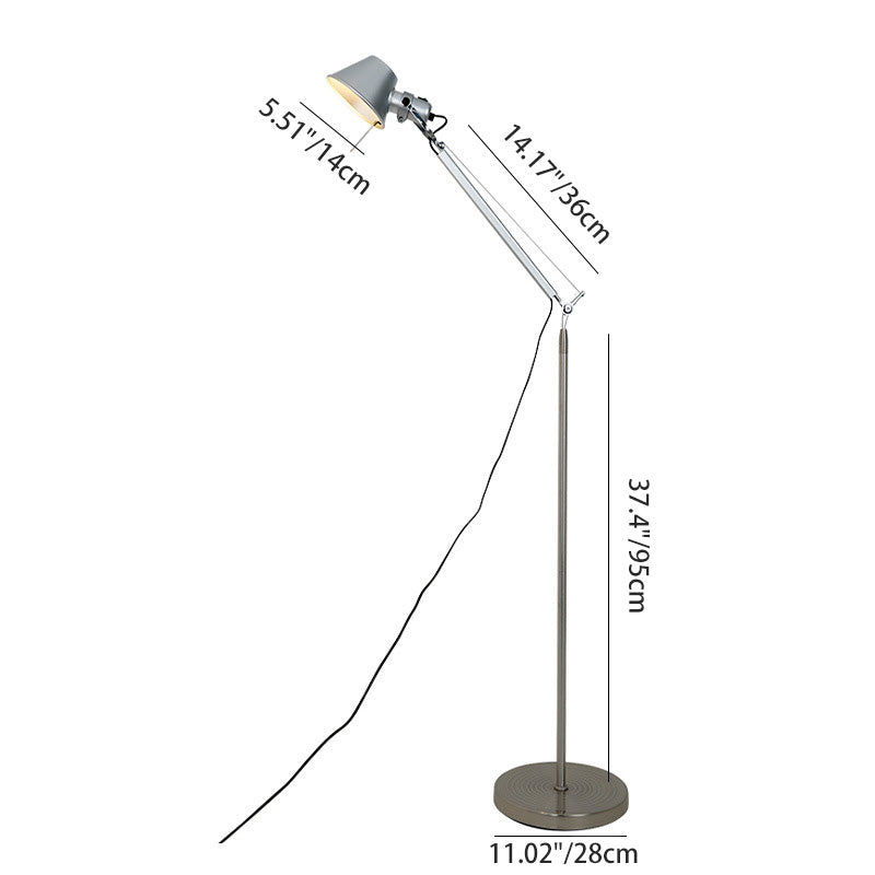 Industrial Silver Metal Floor Lamp