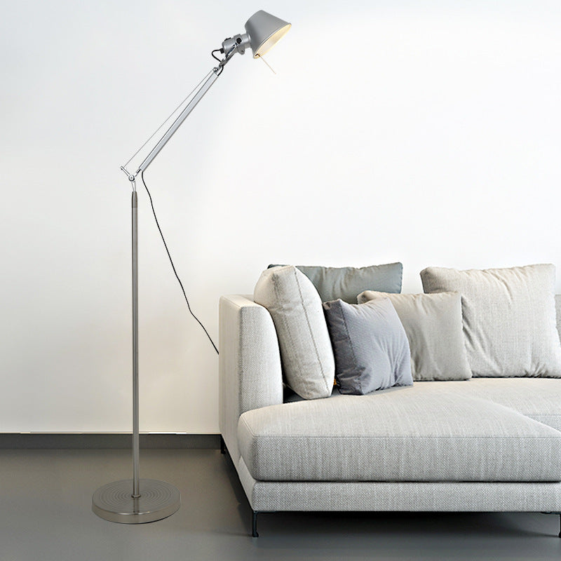 Industrial Silver Metal Floor Lamp